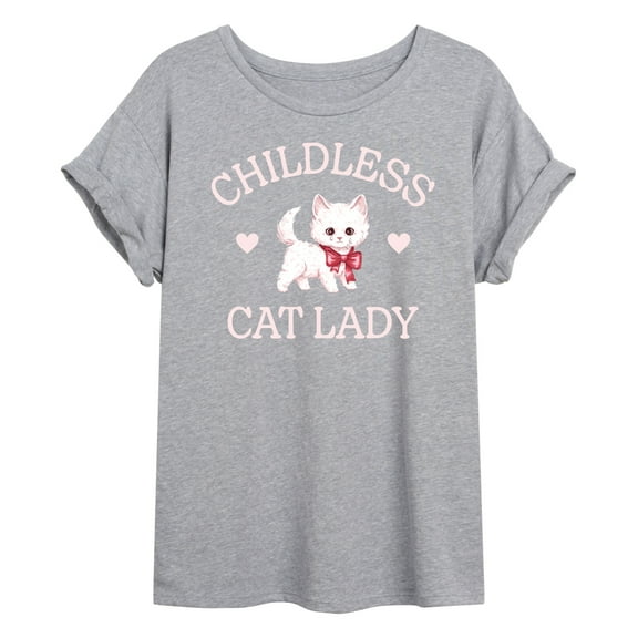 Instant Message - Childless Cat Lady Kitten - Women's Oversized Graphic T-Shirt