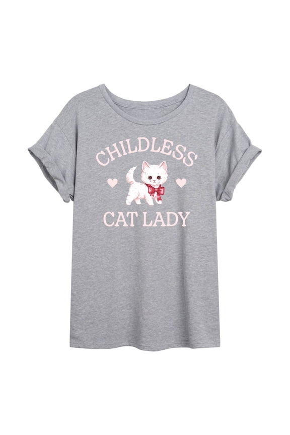 - Childless Cat Lady Kitten Oversized Graphic T-Shirt