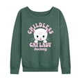 thumbnail image 1 of Instant Message - Childless Cat Lady Society Women's Lightweight French Terry Wide Neck Long Sleeve Graphic Shirt, 1 of 6