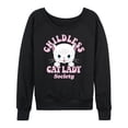 thumbnail image 1 of Instant Message - Childless Cat Lady Society Women's Lightweight French Terry Wide Neck Long Sleeve Graphic Shirt, 1 of 6