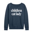 thumbnail image 1 of Instant Message - Childless Cat Lady White - Women's French Terry Pullover Long Sleeve Shirt, 1 of 6