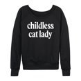 thumbnail image 1 of Instant Message - Childless Cat Lady White - Women's French Terry Pullover Long Sleeve Shirt, 1 of 6