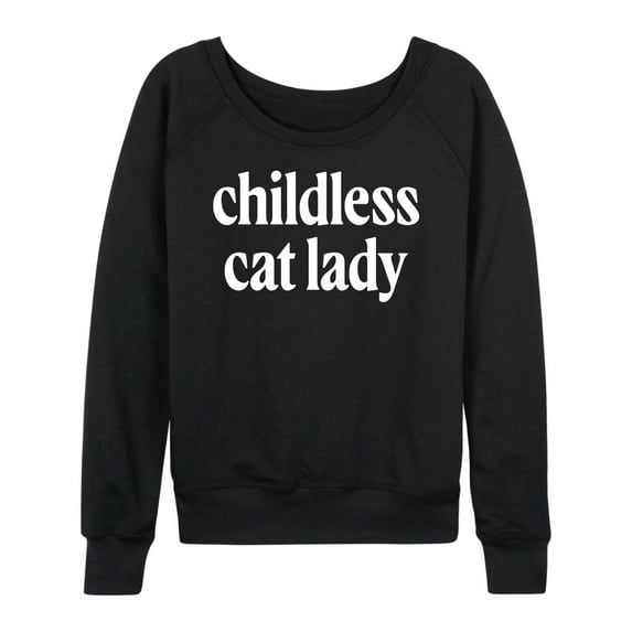 Instant Message - Childless Cat Lady White - Women's French Terry Pullover Long Sleeve Shirt