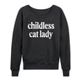 thumbnail image 1 of Instant Message - Childless Cat Lady White - Women's French Terry Pullover Long Sleeve Shirt, 1 of 6