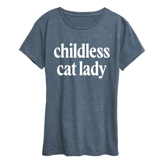 Instant Message - Childless Cat Lady White - Women's Short Sleeve Graphic T-Shirt
