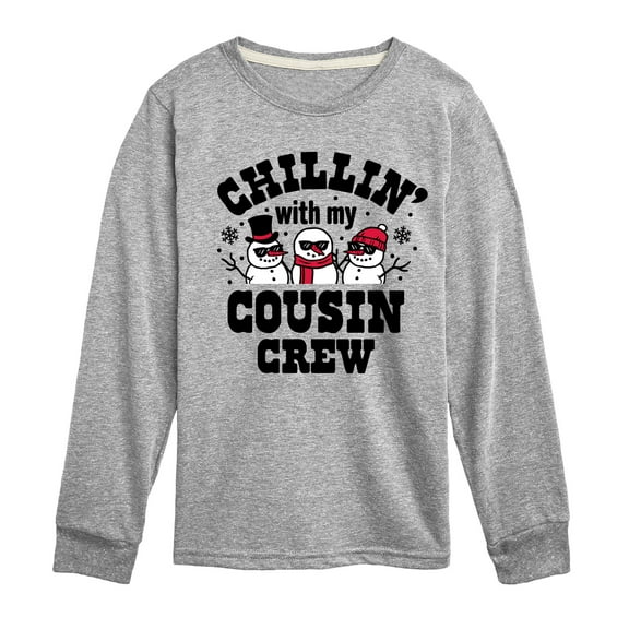 Instant Message - Chillin With My Cousin Crew Chistmas - Toddler & Youth Long Sleeve Graphic T-Shirt