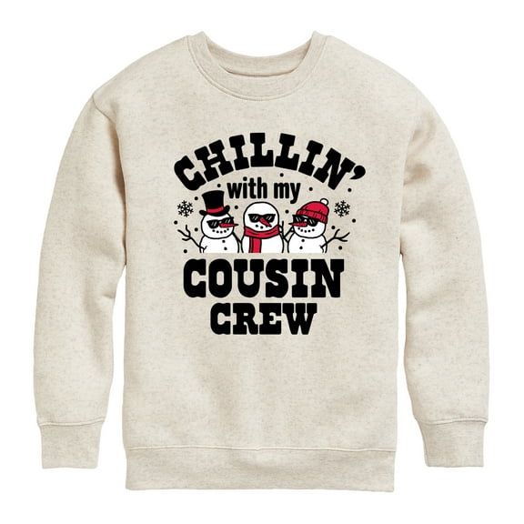 Instant Message - Chillin With My Cousin Crew Chistmas - Toddler & Youth Crewneck Fleece Sweatshirt