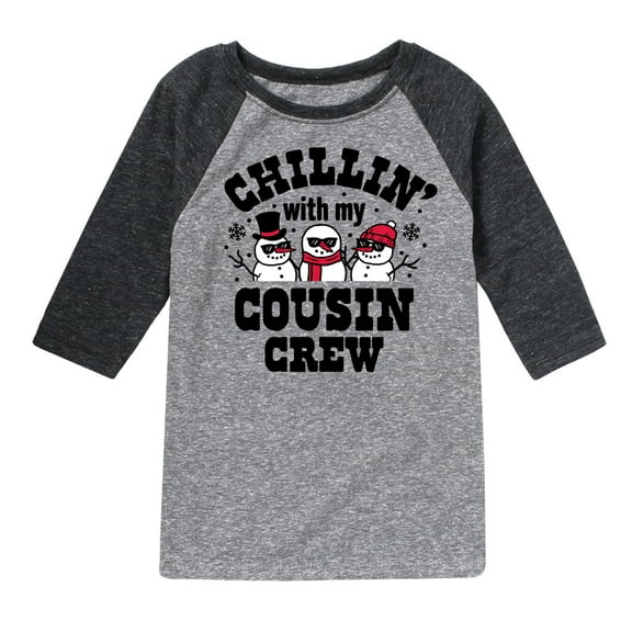 Instant Message - Chillin With My Cousin Crew Chistmas - Toddler & Youth Raglan Graphic T-Shirt