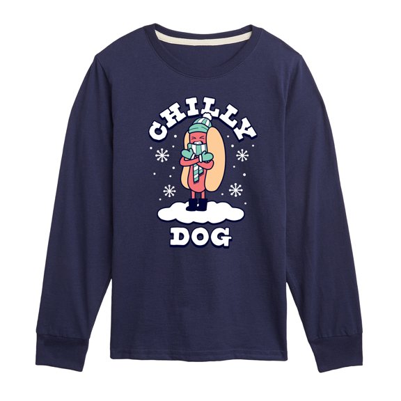 Instant Message - Chilly Dog Funny Christmas - Toddler & Youth Long Sleeve Graphic T-Shirt