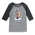 thumbnail image 1 of Instant Message - Chilly Dog Funny Christmas - Toddler & Youth Raglan Graphic T-Shirt, 1 of 6