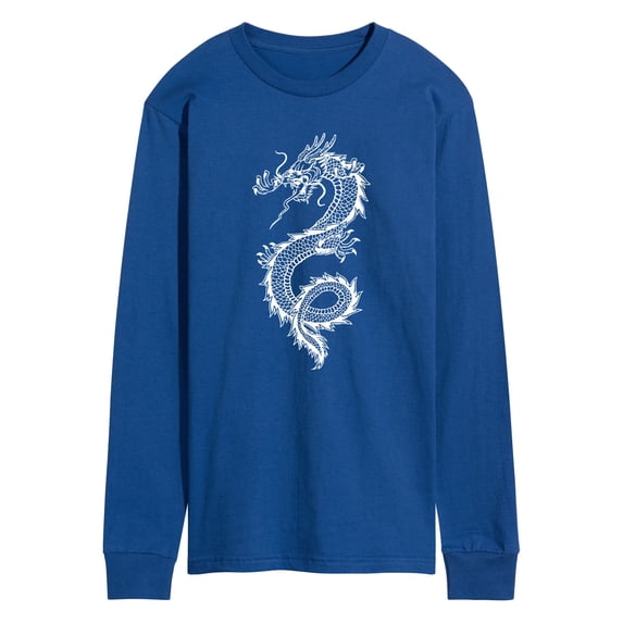 Instant Message - Chinese Dragon White Long Sleeve Graphic T-Shirt
