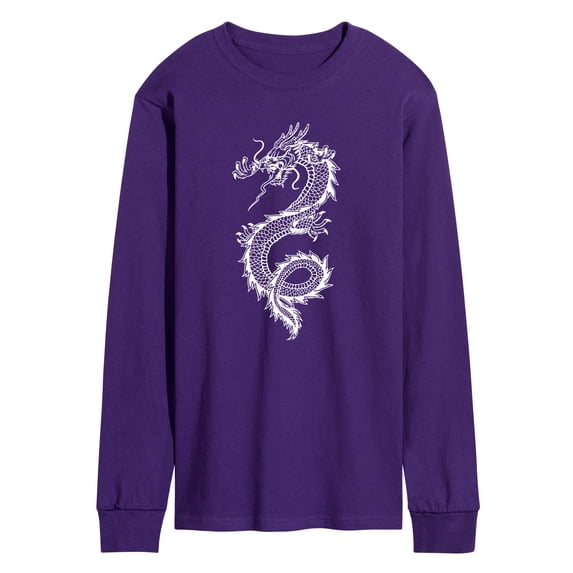 Instant Message - Chinese Dragon White Long Sleeve Graphic T-Shirt