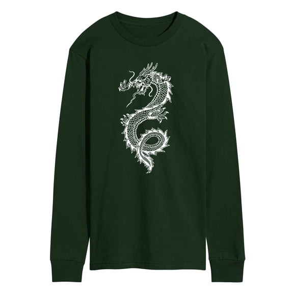 Instant Message - Chinese Dragon White Long Sleeve Graphic T-Shirt