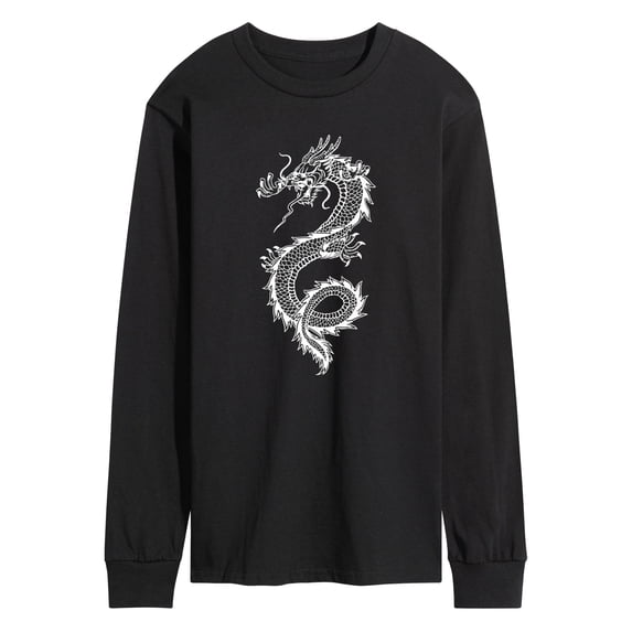 Instant Message - Chinese Dragon White Long Sleeve Graphic T-Shirt