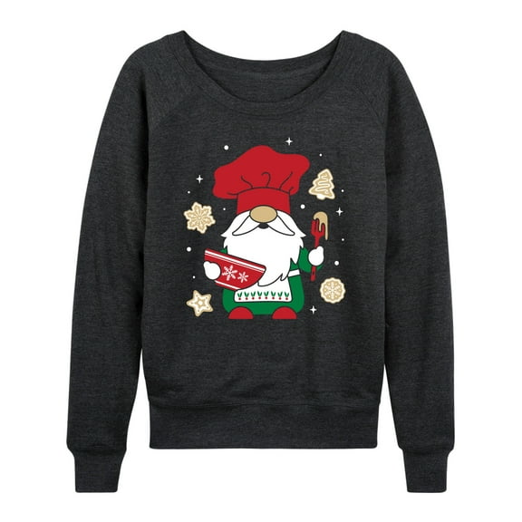 Instant Message - Christmas Baking Gnome - Women's Lightweight French Terry Long Sleeve Shirt