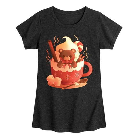 Instant Message - Christmas Bear Cocoa Mug - Toddler And Youth Girls Fitted Short Sleeve Graphic T-Shirt