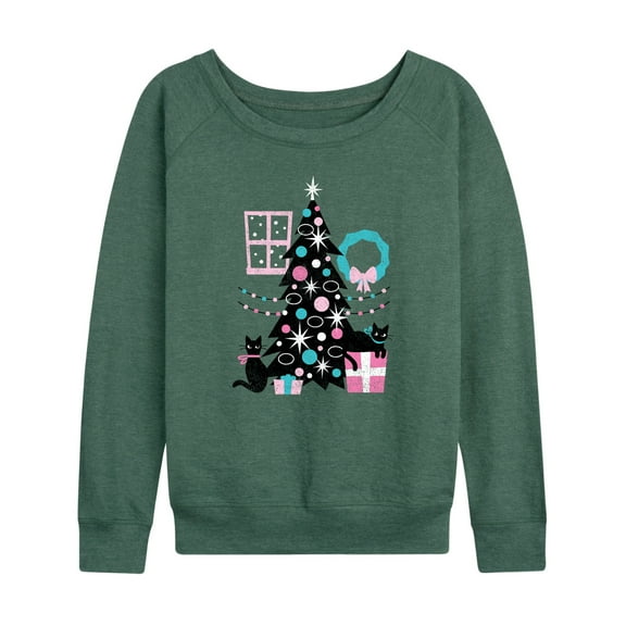 Instant Message - Christmas - Cats, Tree, & Décor - Women's Lightweight French Terry Long Sleeve Shirt