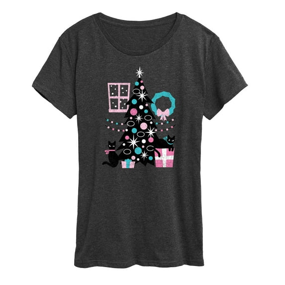 Instant Message - Christmas - Cats, Tree, & Décor - Women's Short Sleeve Graphic T-Shirt