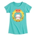 thumbnail image 1 of Instant Message - Christmas Chibi Cat Wreath - Toddler And Youth Girls Fitted Short Sleeve Graphic T-Shirt, 1 of 5