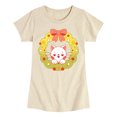 thumbnail image 1 of Instant Message - Christmas Chibi Cat Wreath - Toddler And Youth Girls Fitted Short Sleeve Graphic T-Shirt, 1 of 5