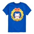 thumbnail image 1 of Instant Message - Christmas Chibi Cat Wreath Short Sleeve Graphic T-Shirt, 1 of 5