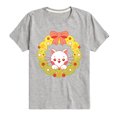thumbnail image 1 of Instant Message - Christmas Chibi Cat Wreath Short Sleeve Graphic T-Shirt, 1 of 5