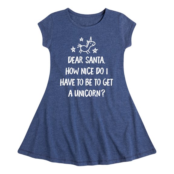 Instant Message - Christmas Dear Santa Unicorn - Toddler & Youth Girls Fit & Flare Dress