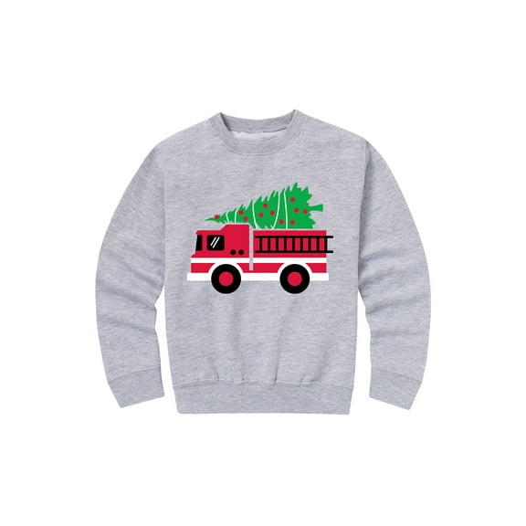Instant Message - Christmas Fire Truck - Youth Crew Fleece