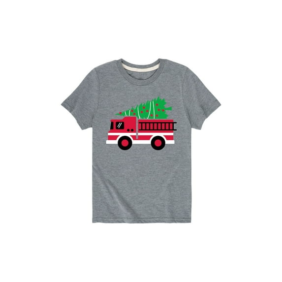 Instant Message - Christmas Fire Truck - Youth Short Sleeve Tee