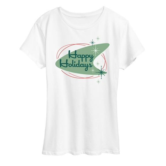 Instant Message - Christmas - Happy Holidays Retro Sparkle - Women's Short Sleeve Graphic T-Shirt