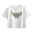 thumbnail image 1 of Instant Message - Christmas Highland Cow - Youth Girl Short Sleeve Boxy Tee, 1 of 5