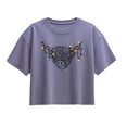 thumbnail image 1 of Instant Message - Christmas Highland Cow - Youth Girl Short Sleeve Boxy Tee, 1 of 5