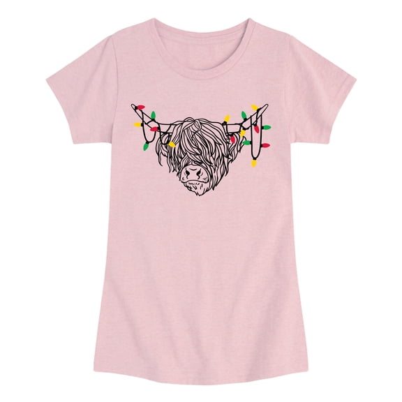 Instant Message - Christmas Highland Cow - Youth Girls Short Sleeve T-shirt