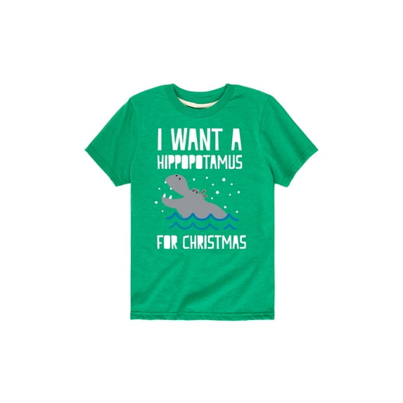 Instant Message - Christmas Hippo - Youth Short Sleeve Tee