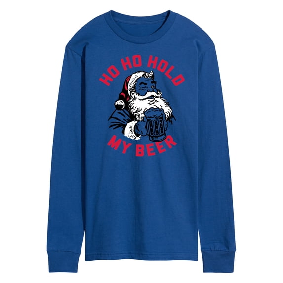 Instant Message - Christmas Ho Ho Hold My Beer - Men's Long Sleeve T-Shirt