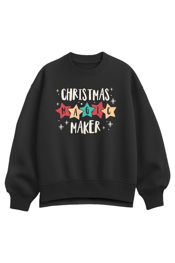 - Christmas Magic Maker Oversized Fleece Crew Sweatshirt