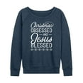 thumbnail image 1 of Instant Message - Christmas Obsessed Jesus Blessed - Women's Lightweight French Terry Long Sleeve Shirt, 1 of 6