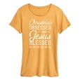 thumbnail image 1 of Instant Message - Christmas Obsessed Jesus Blessed - Women's Short Sleeve Graphic T-Shirt, 1 of 7