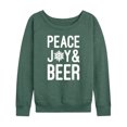 thumbnail image 1 of Instant Message - Christmas Peace Joy And Beer - Women's Lightweight French Terry Long Sleeve Shirt, 1 of 6
