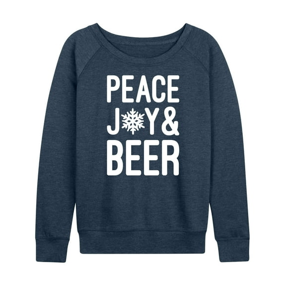 Instant Message - Christmas Peace Joy And Beer - Women's Lightweight French Terry Long Sleeve Shirt