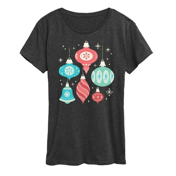 Instant Message - Christmas - Retro Ornaments - Women's Short Sleeve Graphic T-Shirt