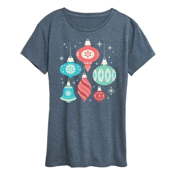 Instant Message - Christmas - Retro Ornaments - Women's Short Sleeve Graphic T-Shirt