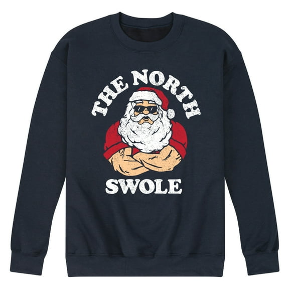 Instant Message - Christmas Santa Claus North Swole - Men's Crew Neck Fleece Pullover