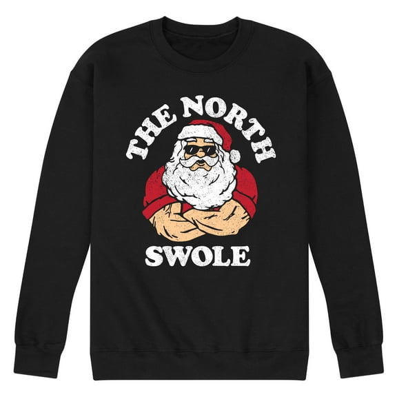 Instant Message - Christmas Santa Claus North Swole - Men's Crew Neck Fleece Pullover