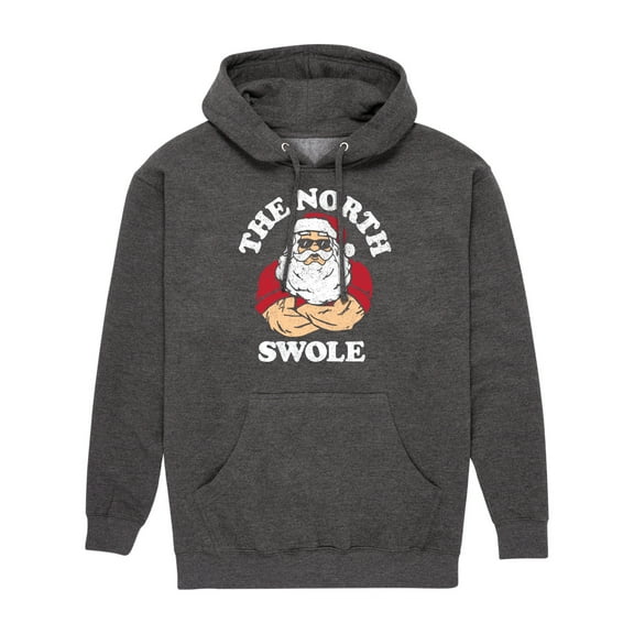 Instant Message - Christmas Santa Claus North Swole - Men's Pullover Hooded Fleece Sweatshirt
