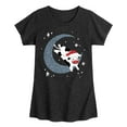 thumbnail image 1 of Instant Message - Christmas Santa Cow Jumping Over Moon - Toddler & Youth Girls Short Sleeve Graphic T-Shirt, 1 of 6