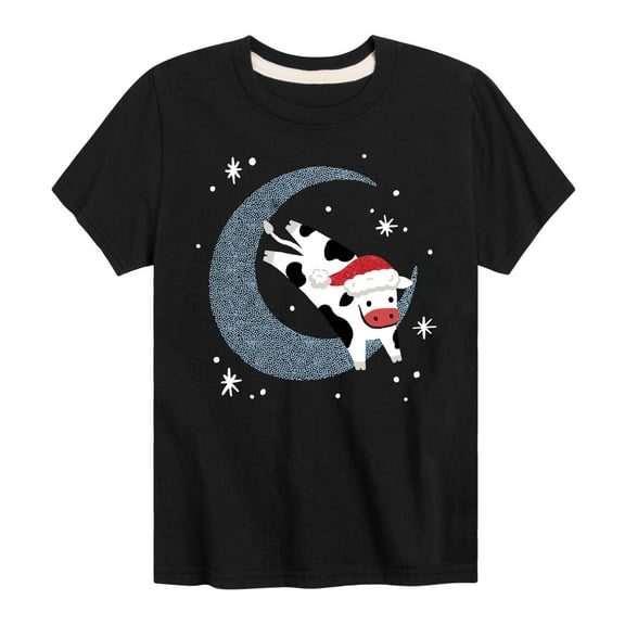 Instant Message - Christmas Santa Cow Jumping Over Moon - Toddler & Youth Short Sleeve Graphic T-Shirt