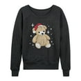 thumbnail image 1 of Instant Message - Christmas Teddy Bear - Women's French Terry Long Sleeve Pullover, 1 of 5