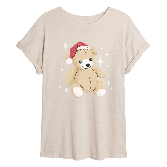 Instant Message - Christmas Teddy Bear - Women's Oversized Graphic T-Shirt