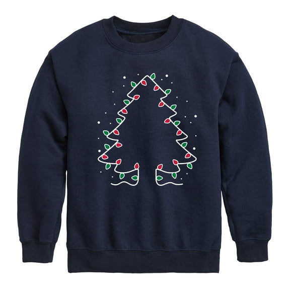 Instant Message - Christmas Tree Made Out Of String Lights - Toddler & Youth Crewneck Fleece Sweatshirt